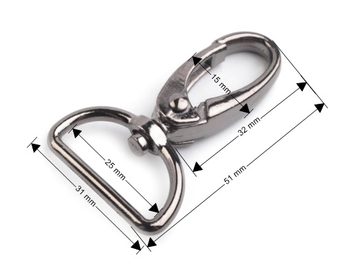 Kreativartikel.ch Karabiner 25mm 616 6225 Masse