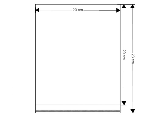 Kreativartikel.ch 100er Pack Cellophanbeutel mit Klebestreifen 20x20cm 921 2020 001 Zeichnung 1