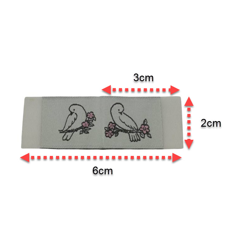 Kreativartikel.ch Weblabel mit annähkante Vogel auf Ast 20 x 30mm 630 0025 000 Abmessung