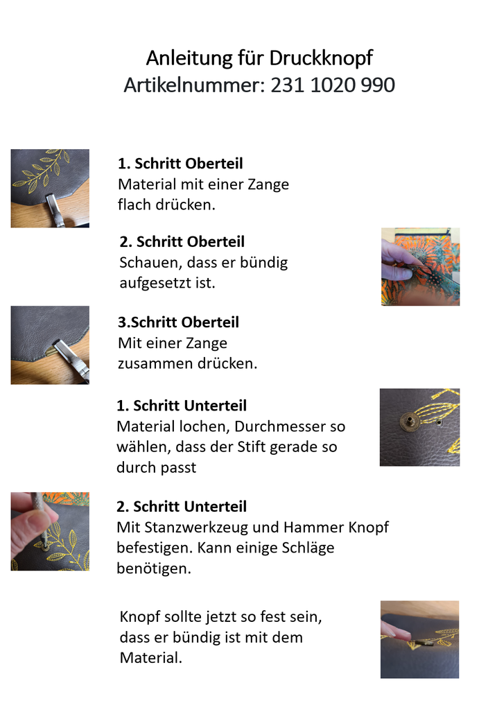 Druckknopf Verschluss 10x20mm