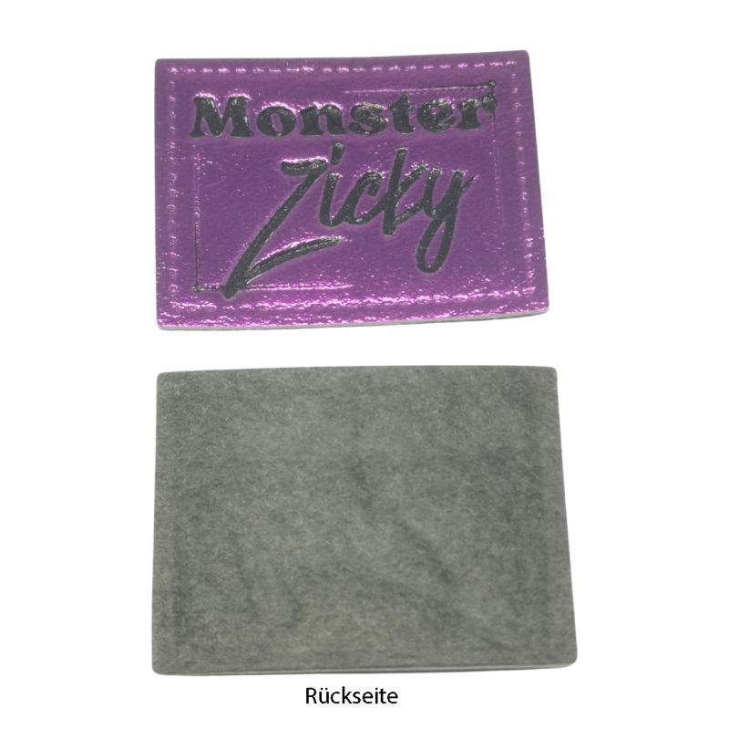 Kreativartikel.ch Kunsteleder Label 4x3 cm Monster Zicky 629 3405 000 Rückseite