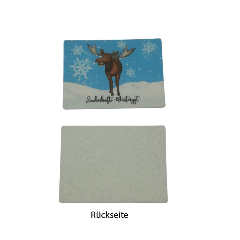 Kreativartikel.ch Kunsteleder Label 4x3 cm Elch Zauberhafti Winterzyt  629 3406 000 Rückseite