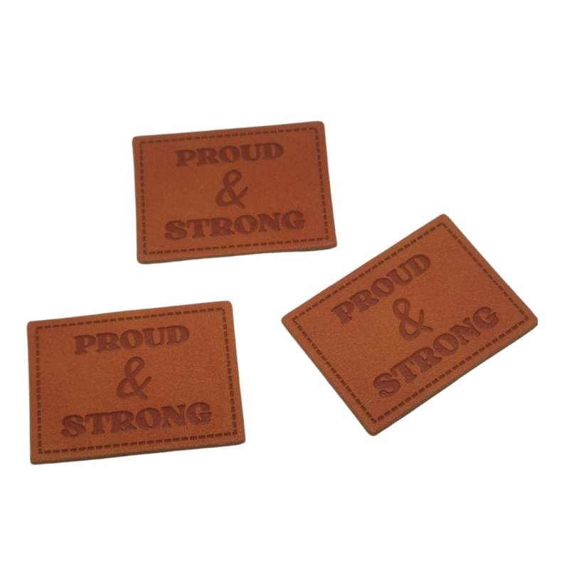 Kreativartikel.ch Kunsteleder Label 4 x 3 cm proud & strong 629 3416 000 mehrere