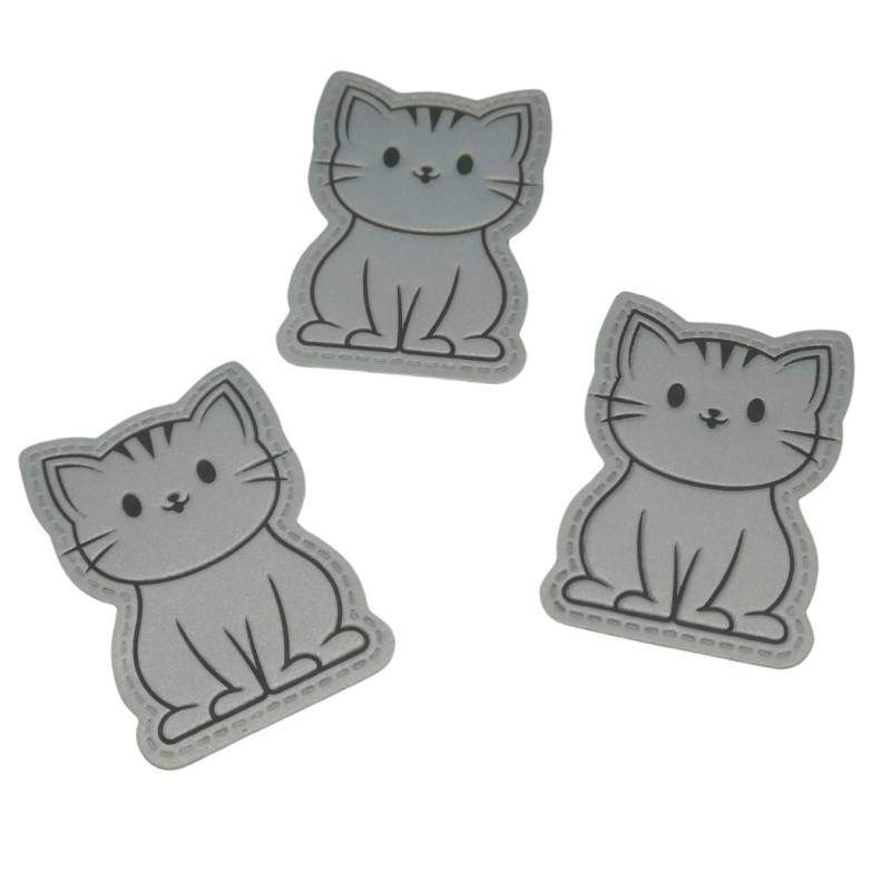 Kreativartikel.ch Kunsteleder Label reflektierend  5 x 3.5 cm Katze 629 3409 000 mehrere