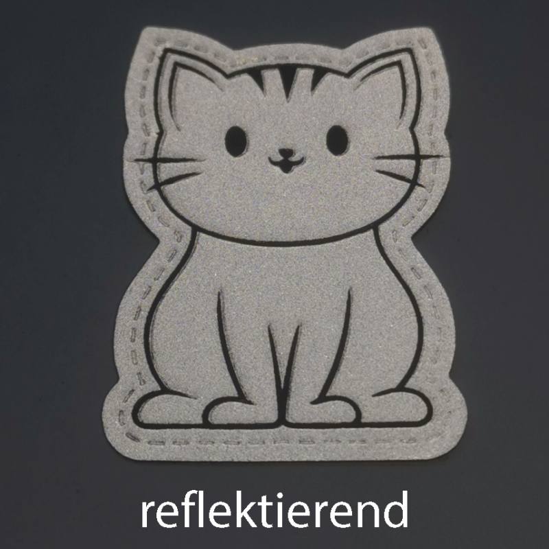 Kreativartikel.ch Kunsteleder Label reflektierend  5 x 3.5 cm Katze 629 3409 000 reflektierend