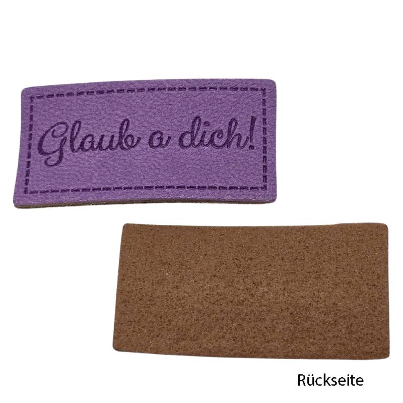 Kreativartikel.ch Kunstleder Label 4 x 2 cm Glaub a dich! 629 3429 000 Rückseite