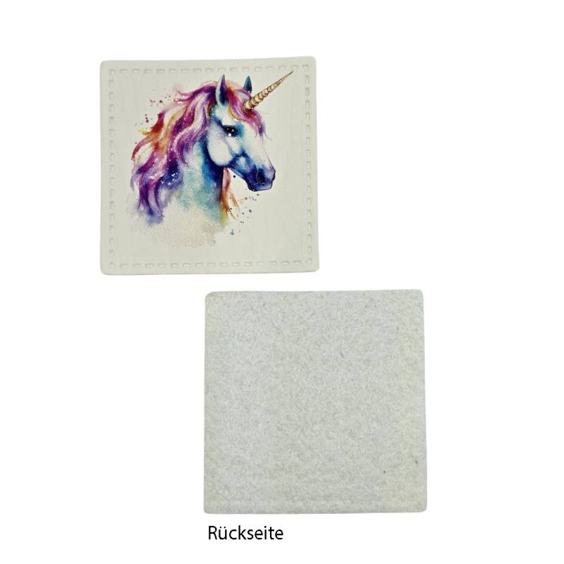 Kreativartikel.ch Kunstleder Label 4 x 4 cm Einhorn  629 3437 000 Rückseite