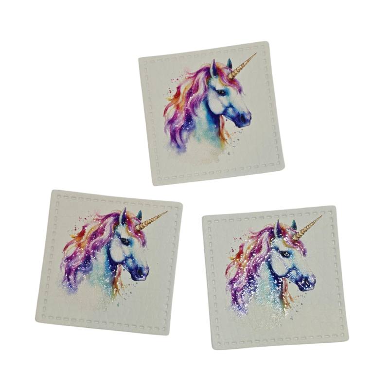 Kreativartikel.ch Kunstleder Label 4 x 4 cm Einhorn  629 3437 000 mehrere