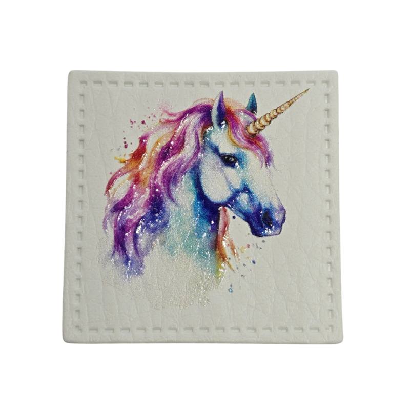 Kreativartikel.ch Kunstleder Label 4 x 4 cm Einhorn  629 3437 000