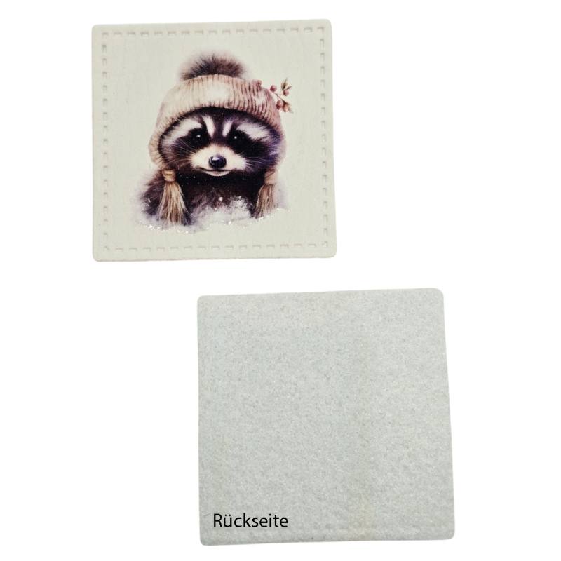 Kreativartikel.ch Kunstleder Label 4 x 4 cm Waschbär Sammy 629 3433 000 Rückseite