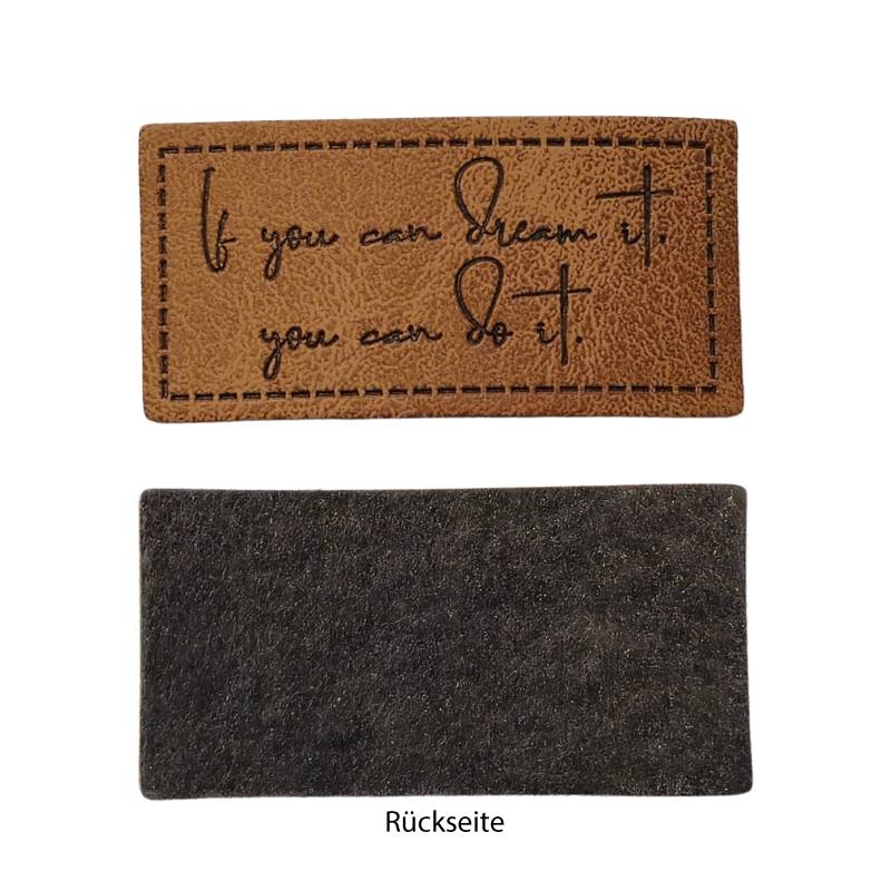 Kreativartikel.ch Kunstleder Label 4 x 2 cm if you can dream it, you can do it 629 3441 000 Rückseite