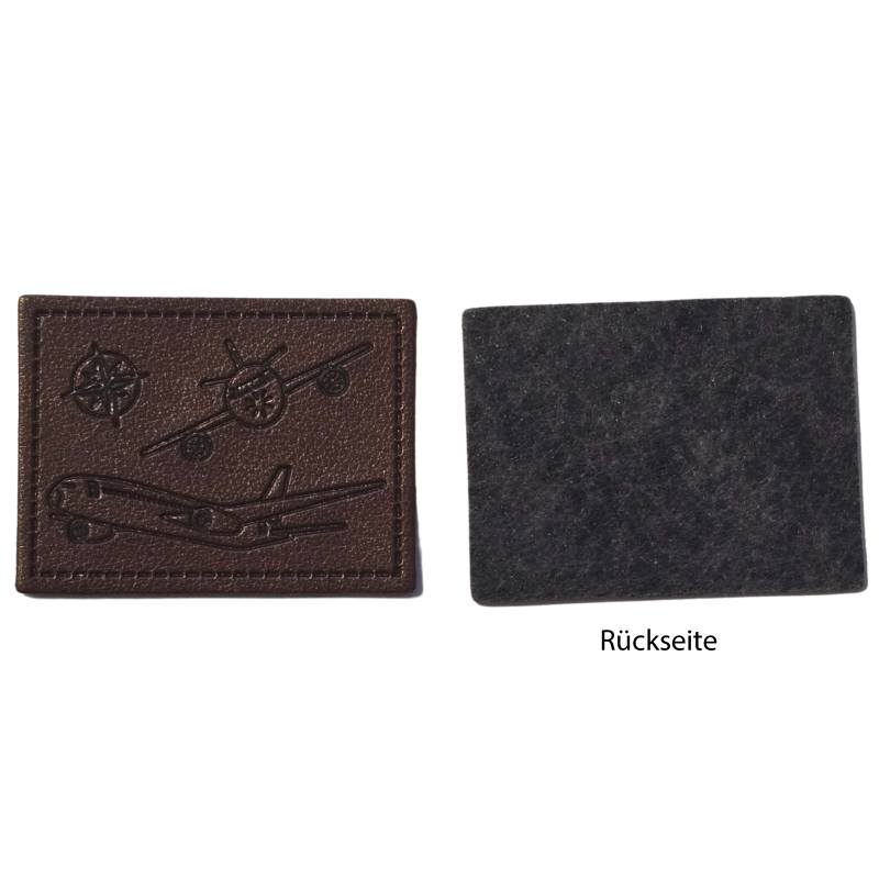 Kreativartikel.ch Kunstleder Label 4 x 3 cm Flugzeug 629 3444 000 Rückseite