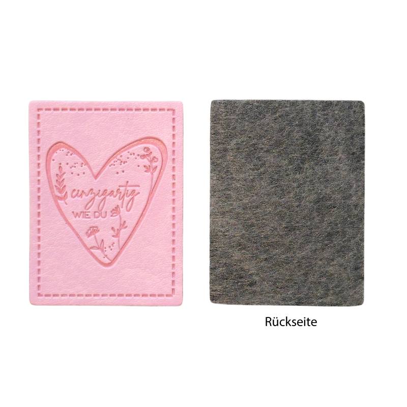 Kreativartikel.ch Kunstleder Label 4 x 3 cm Einzigartig wie du 629 3457 000 Rückseite