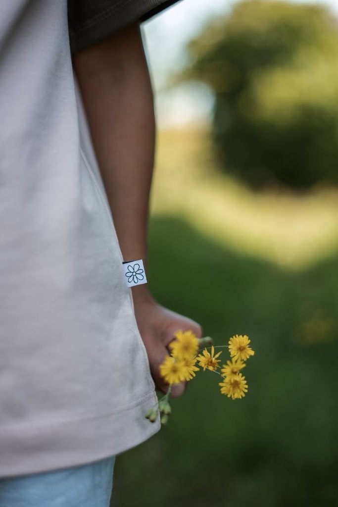 5er Set Weblabel Blume zum Einnähen 15 x 22 mm je_hodesign