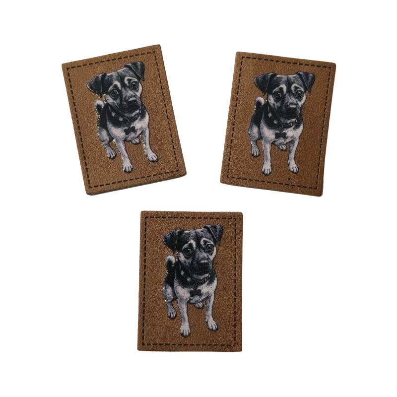 Kreativartikel.ch Kunsteleder Label 4 x 3 Hund 629 3446 000 mehrere