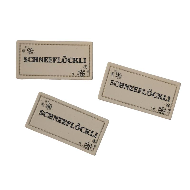 Kreativartikel.ch Kunsteleder Label 4 x 2 cm Schneeflöckli 629 3450 000 mehrere