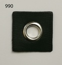 628 1247 990 Kunstlederpatch schwarz mit Öse 27 x 27mm (990 Silber)