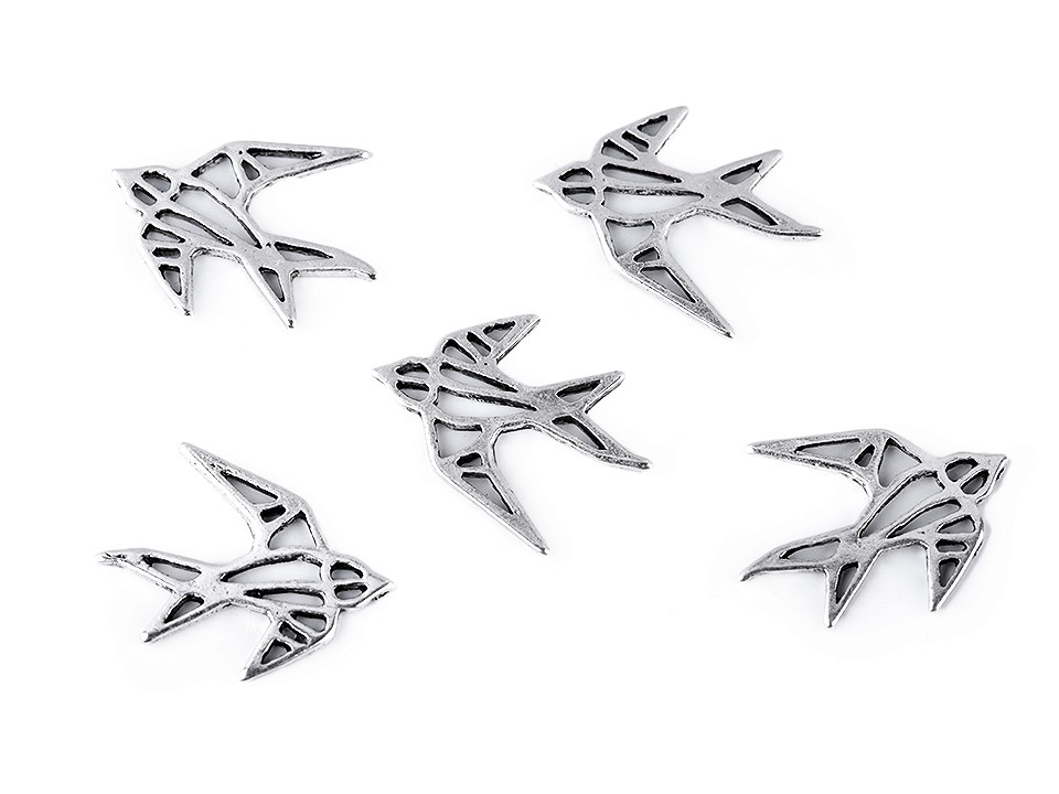Metallverzierung Origami Herz, Elefant, Schiff und Vogel