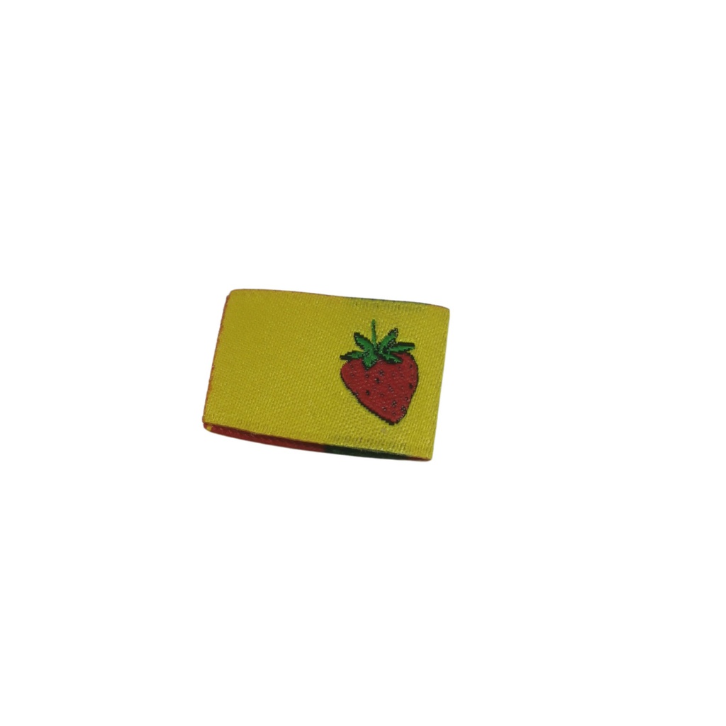Weblabel zum Einnähen Erdbeere 22 x 15mm