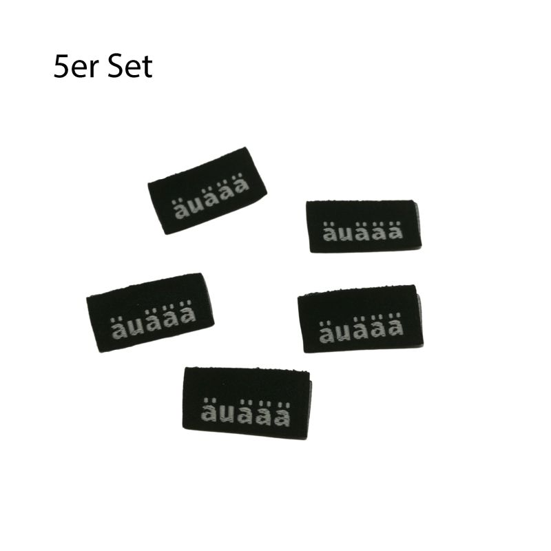 5er Set Weblabel zum Einnähen äuäää 20 x 10mm (Achtung sehr schmaler Bereich zum Annähen)