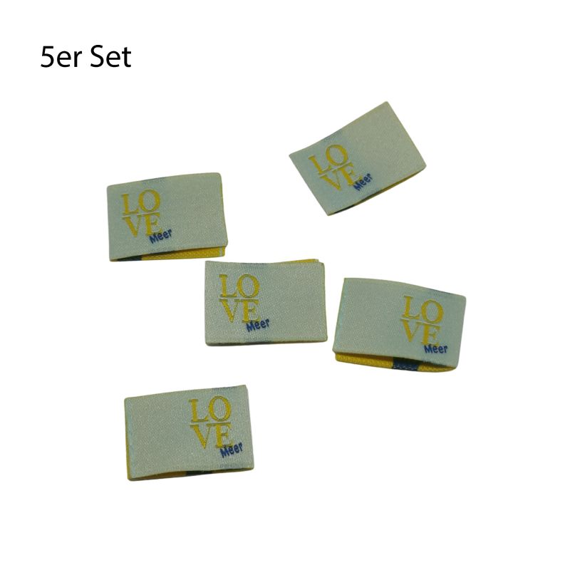 5er Set Weblabel zum einnähen Love Meer 22 x 15mm