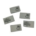 Weblabel zum Einnähen Eule und Baum 25 x 15mm