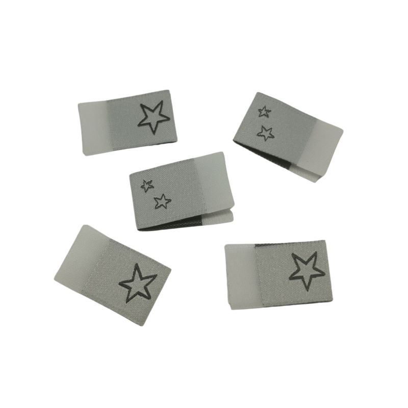 5er Set Weblabel zum einnähen mit Annähkante Sterne 15 x 25mm
