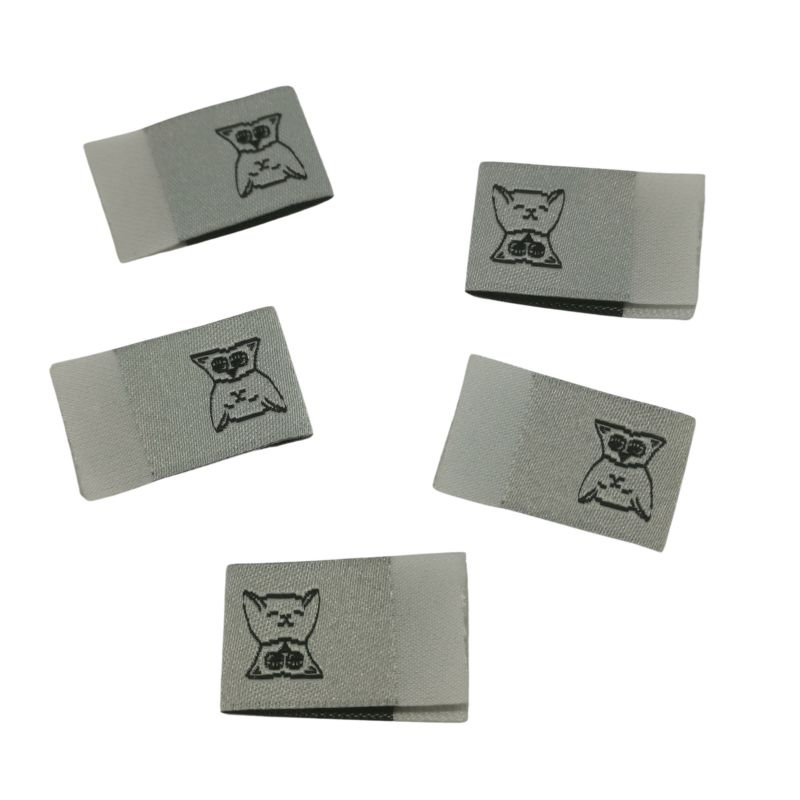 5er Set Weblabel zum einnähen mit Annähkante Eulkat Wendelabel 15 x 25mm