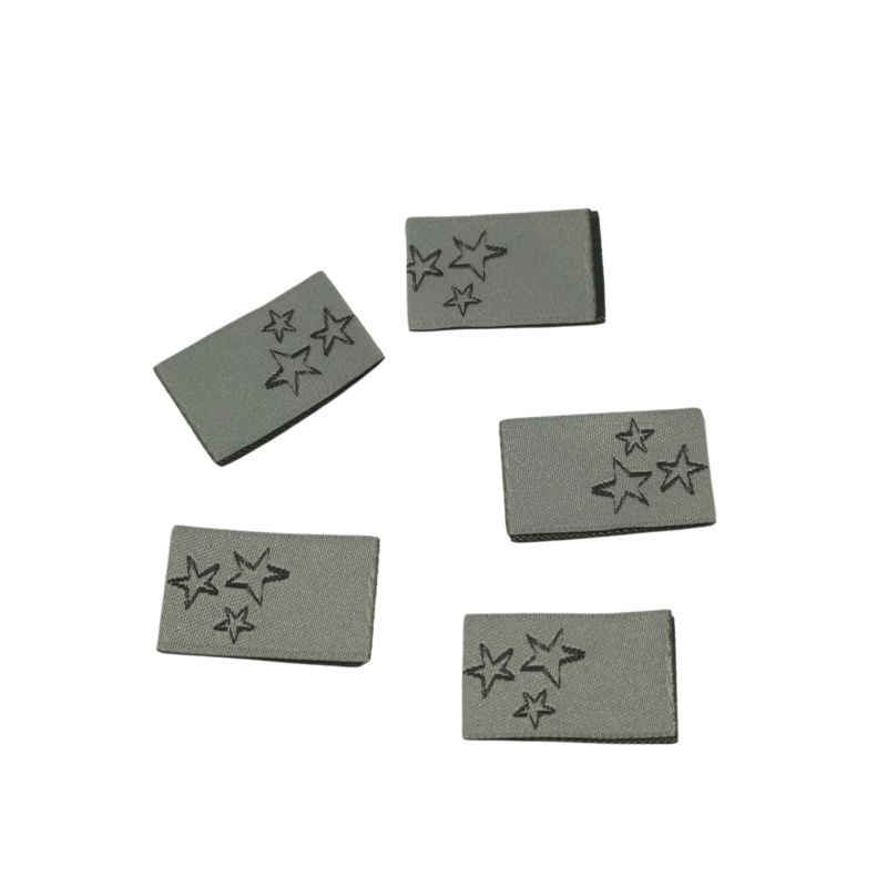 5er Set Weblabel zum Einnähen Sterne 15 x 25mm