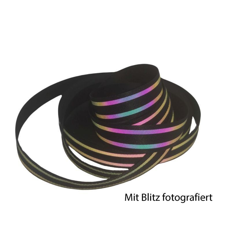 Zierband mit farbigen Reflektorstreifen 20mm