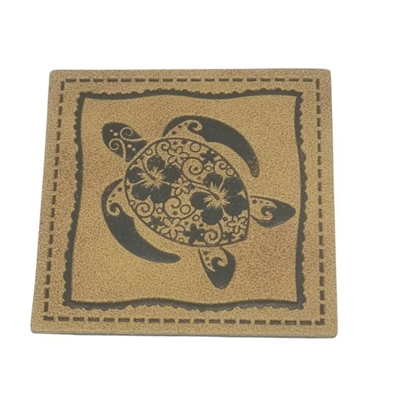 "Mandala Schildkröte" Kunstleder Label 4 x 4 cm