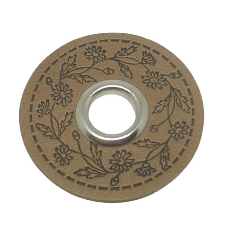 Ösenpatch rund Blumen 32 mm