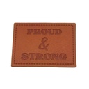 "PROUD & STRONG" Kunstleder Label 4 x 3 cm