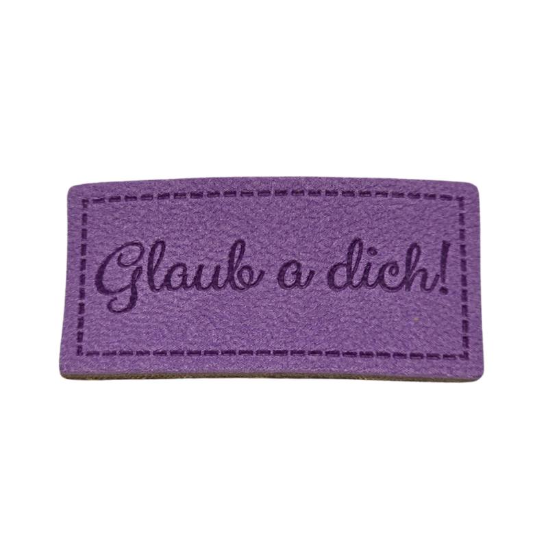 "Glaub a dich!" Kunstleder Label 4 x 2 cm