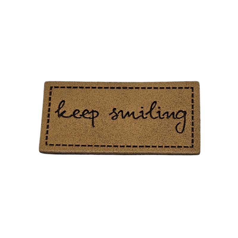 "keep smiling" Kunstleder Label 4 x 2 cm