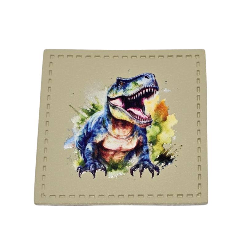 "Dinosaurier" Kunstleder Label 4 x 4 cm