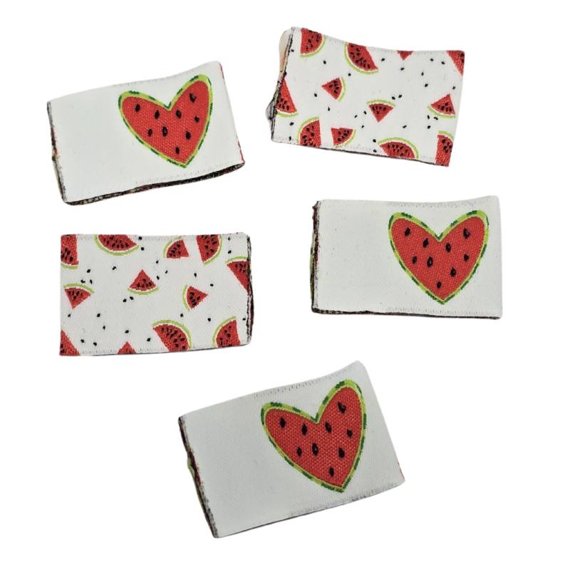 5er Set Weblabel zum Einnähen Wassermelone 20 x 30 mm