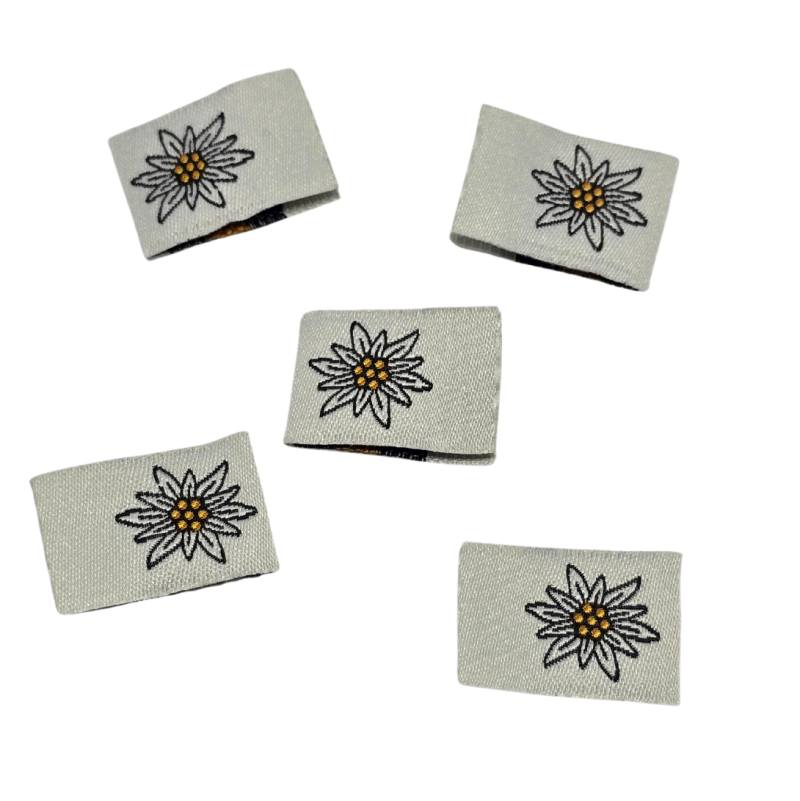 5er Set Weblabel Edelweiss zum Einnähen 15 x 22 mm