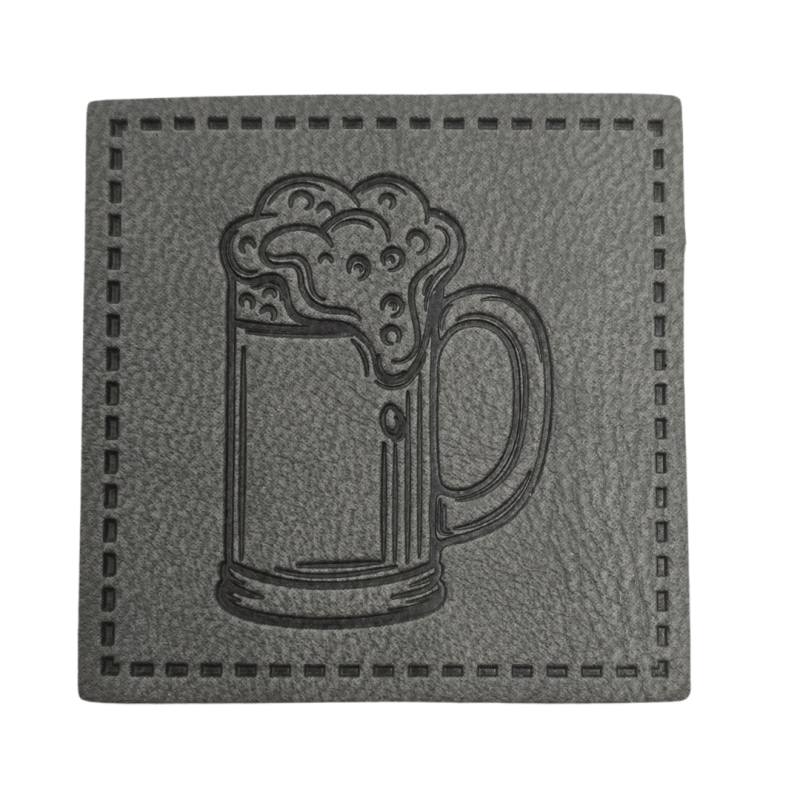 "Bier" Kunstleder Label 4 x 4 cm