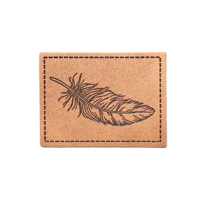 "Feder" Kunstleder Label 4 x 3cm