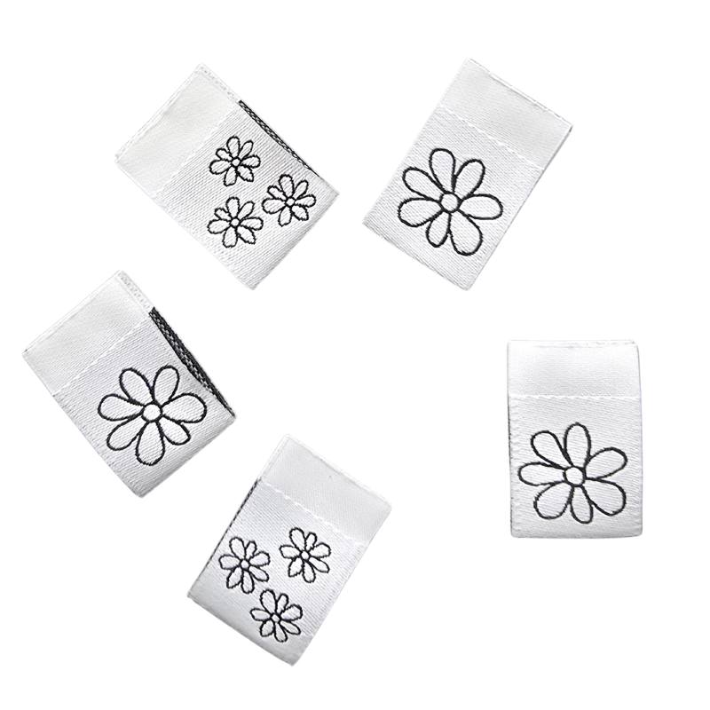5er Set Weblabel Blume zum Einnähen 15 x 22 mm