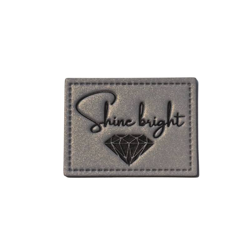 "Shine bright" reflektierendes Kunstleder Label 4 x 3 cm