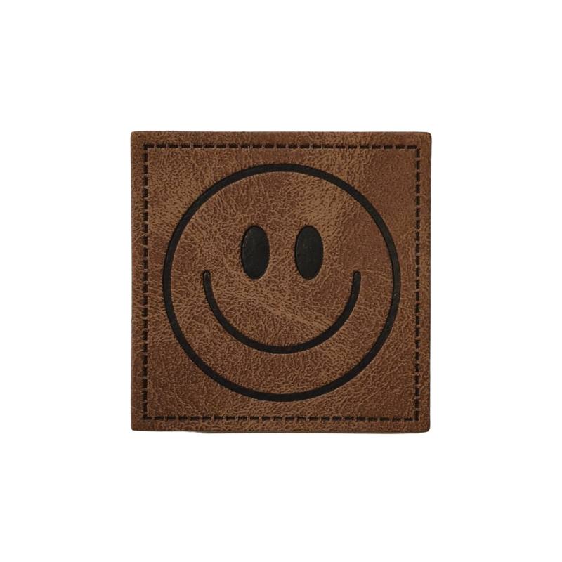 "Smiley" Kunstleder Label 4 x 4 cm