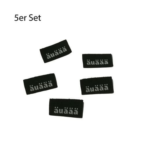 [630 9015 000] 5er Set Weblabel zum Einnähen äuäää 20 x 10mm (Achtung sehr schmaler Bereich zum Annähen)