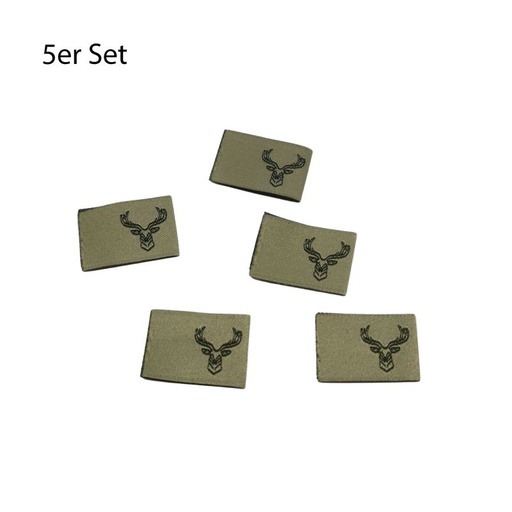 [630 9002 000] 5er Set Weblabel zum Einnähen Hirsch 22 x 15mm