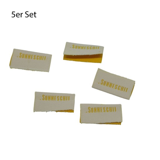 [630 9012 000] 5er Set Weblabel zum Einnähen .Sunneschii 20 x 10mm (Achtung sehr schmaler Bereich zum Annähen)