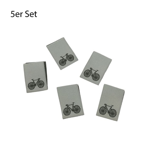 [630 9003 000] 5er Set Weblabel zum Einnähen Velo / Fahrrad  22 x 15mm