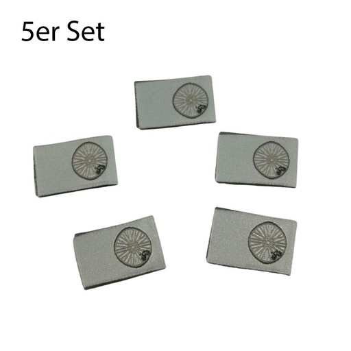 [630 9009 000] 5er Set Weblabel zum Einnähen Velo im Rad 22 x 15mm 2. Wahl