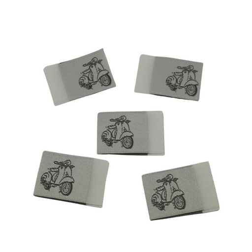 [630 9920 000] 5er Set Weblabel zum Einnähen mit Annähkante Vespa 20 x 30mm