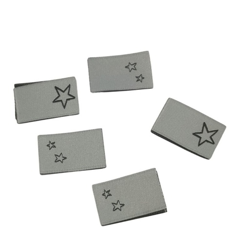 [630 9951 000] 5er Set Weblabel zum Einnähen Sterne 15 x 25mm